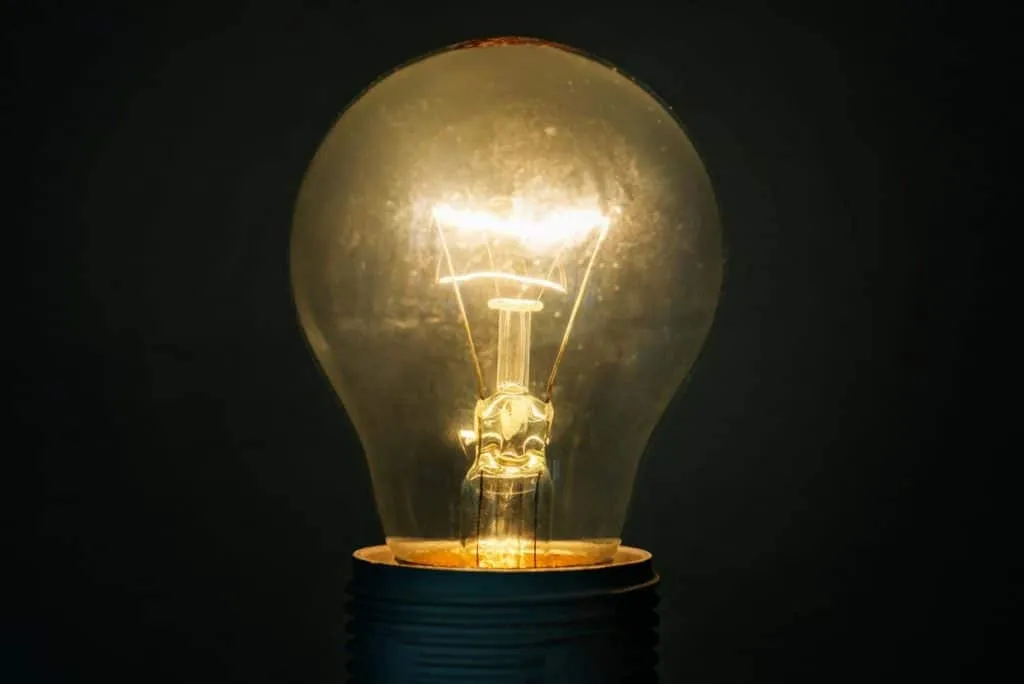 Glowing incandescent bulb