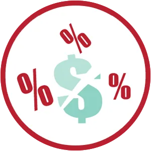 Dollar sign surrounded by percentage symbols, representing discounts or special offers.
